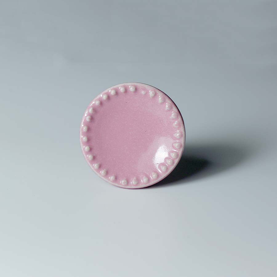 Ceramic Doorknob With Embossed Edge - DK103 pink - Uneeka