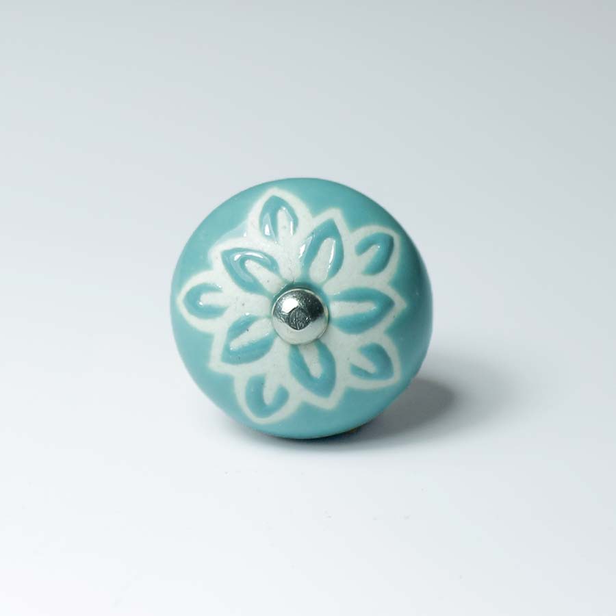 Ceramic Doorknob With White Wax Flower - DK102TL - Uneeka