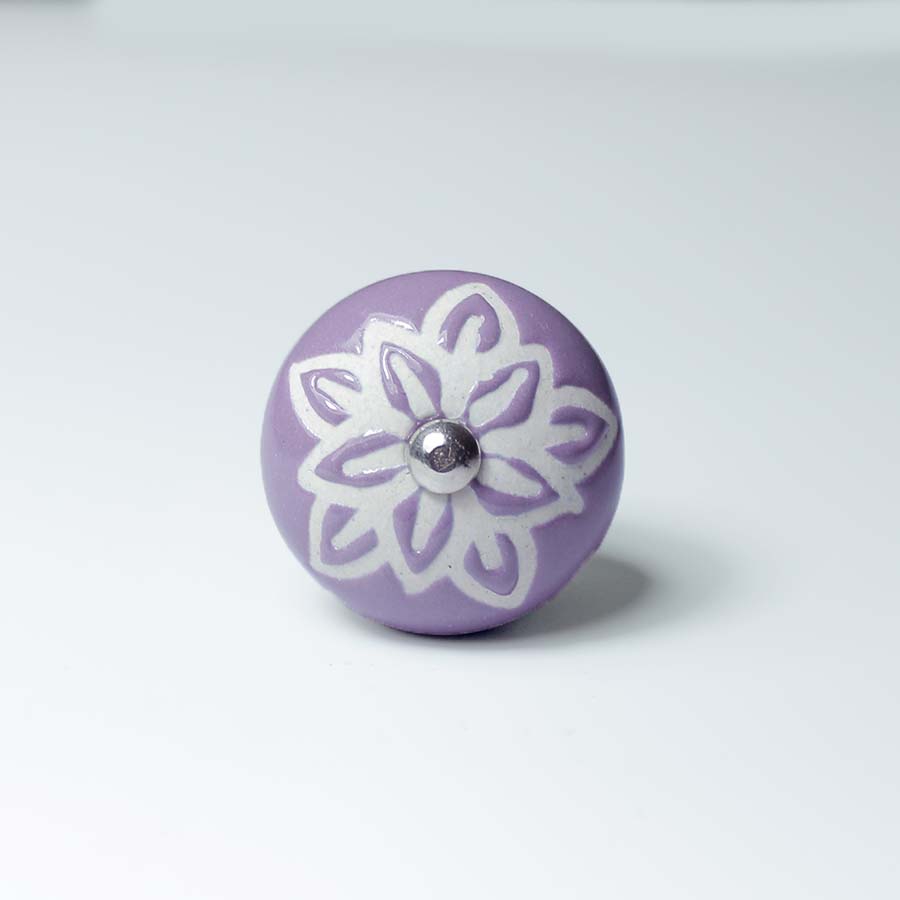 Ceramic Doorknob With White Wax Flower - DK102VL - Uneeka