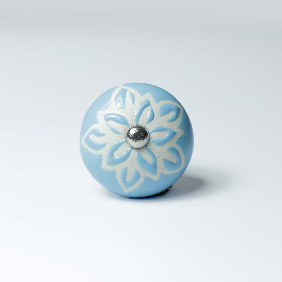 Ceramic Doorknob With White Wax Flower - DK102SK - Uneeka