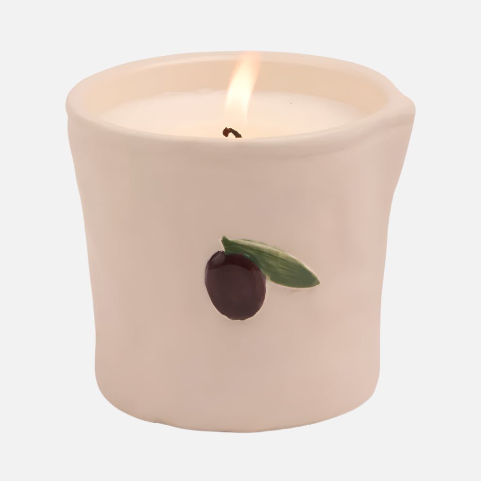 Ceramic Hand Painted Candle Olive & Fig - BIS0806EU - Uneeka