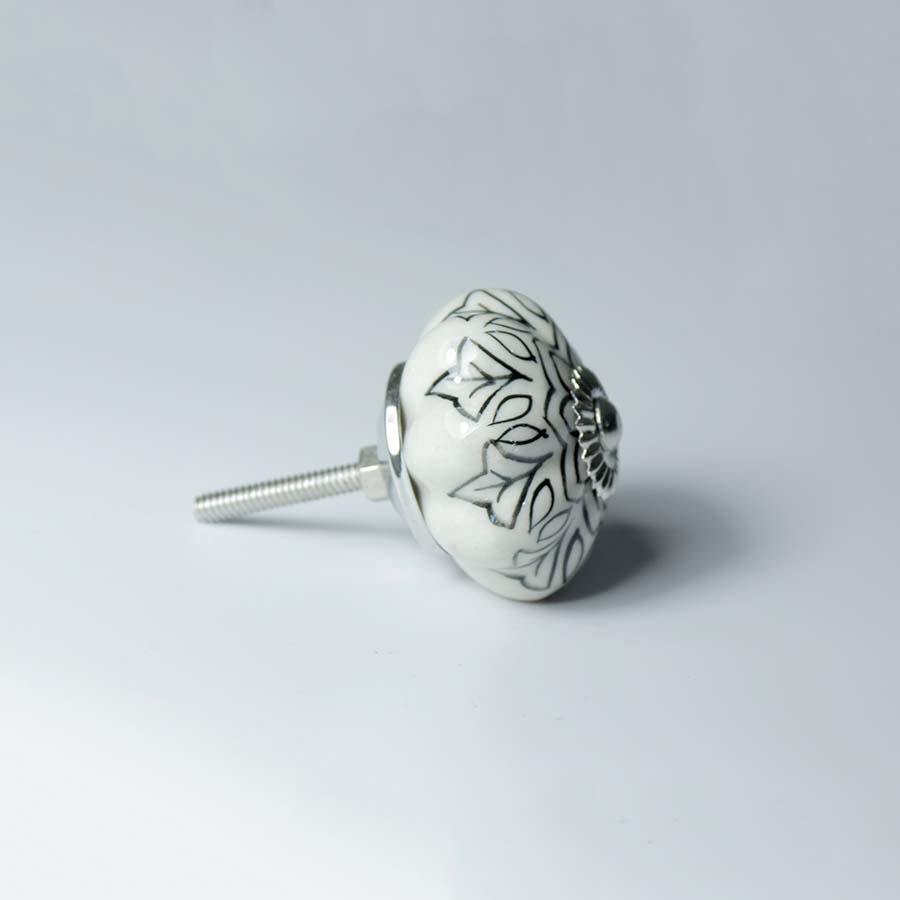 Ceramic Hand Painted Flower Shaped Doorknob - DK81TL - Uneeka