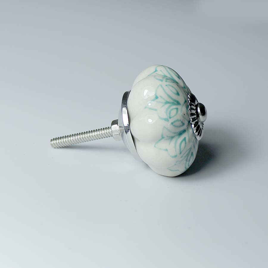 Ceramic Hand Painted Flower Shaped Doorknob - DK81TL - Uneeka