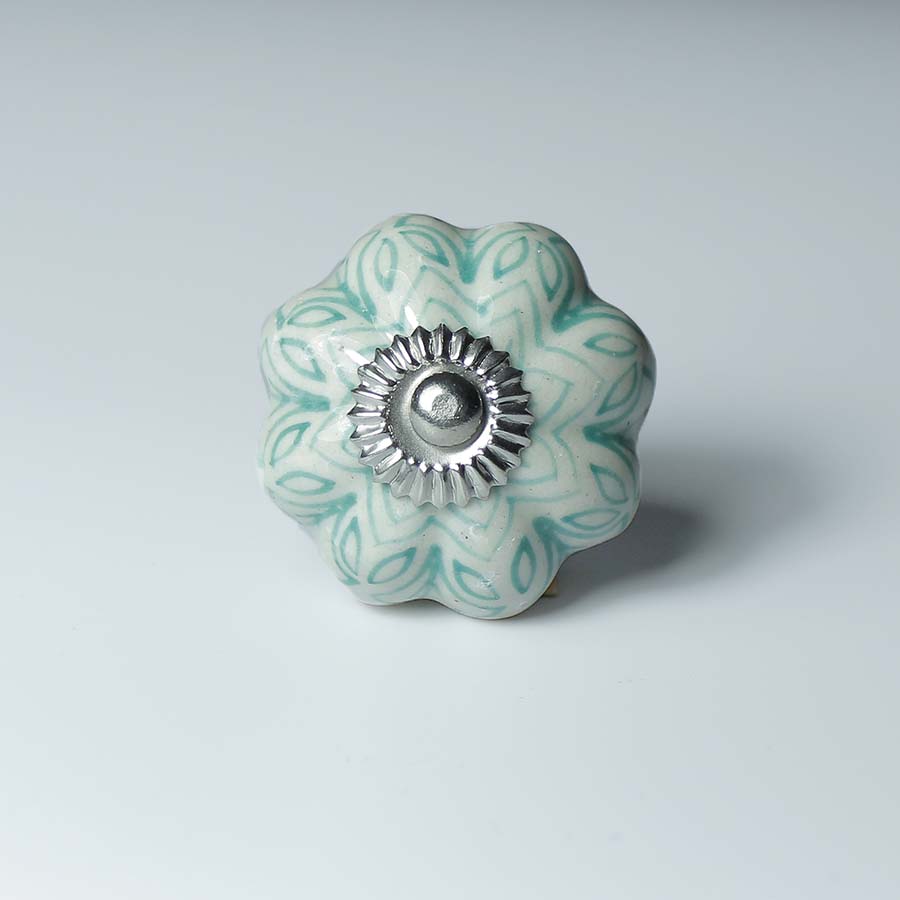 Ceramic Hand Painted Flower Shaped Doorknob - DK81TL - Uneeka