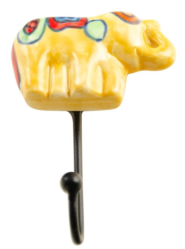 Ceramic Mini Elephant Shaped Hook - HK57 - YELLOW - Uneeka