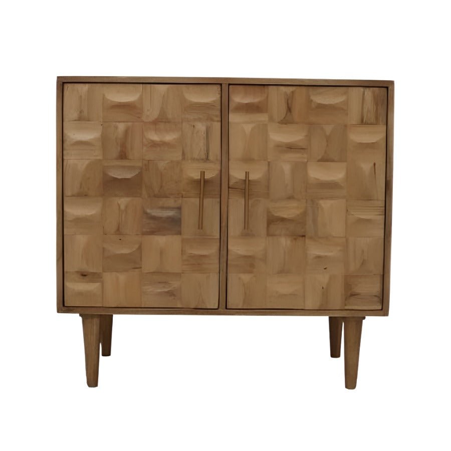 Checkerboard Two Door Mango Wood Cabinet - M2153 - Uneeka