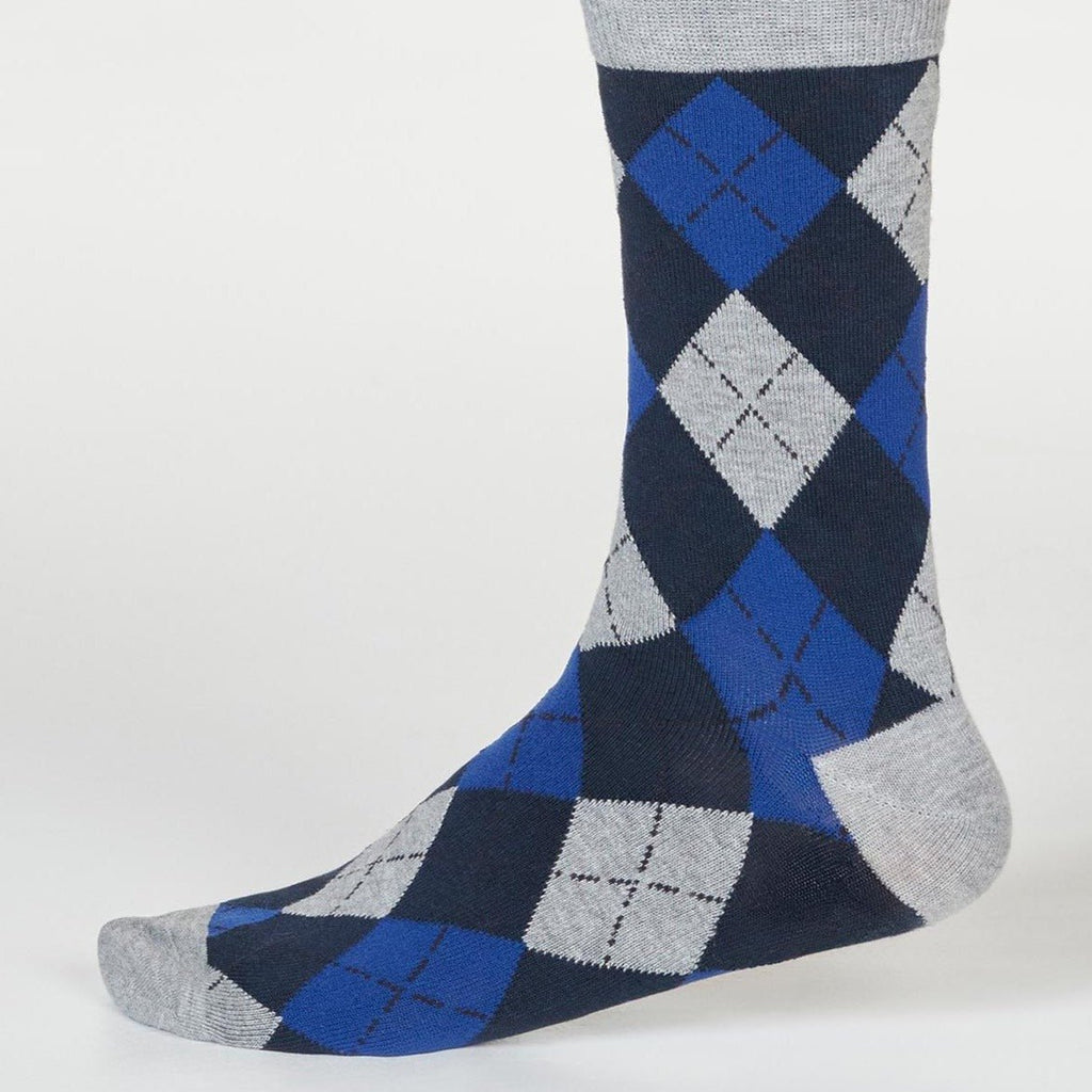 Checkered Argyll GOTS Socks - SPM703 - GREY - Uneeka