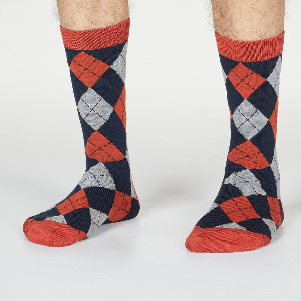 Checkered Argyll GOTS Socks - SPM703 - GREY - Uneeka