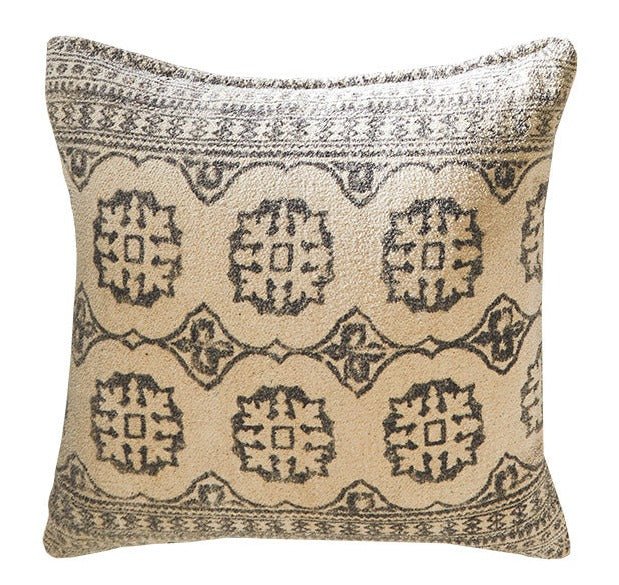 Chenille Block Print Cushion - CC186CHA - Uneeka