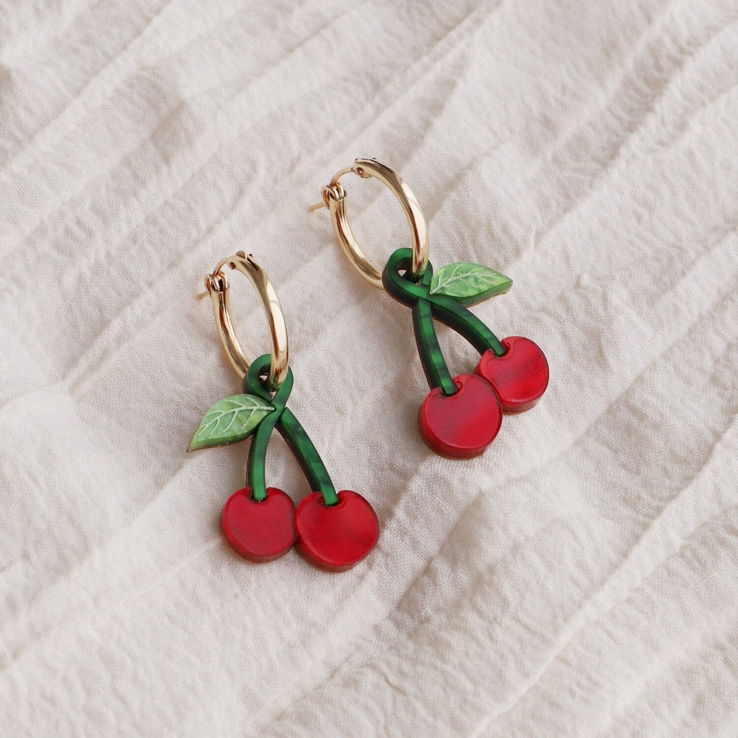 Cherry Gold Hoops - GC233301H - Uneeka