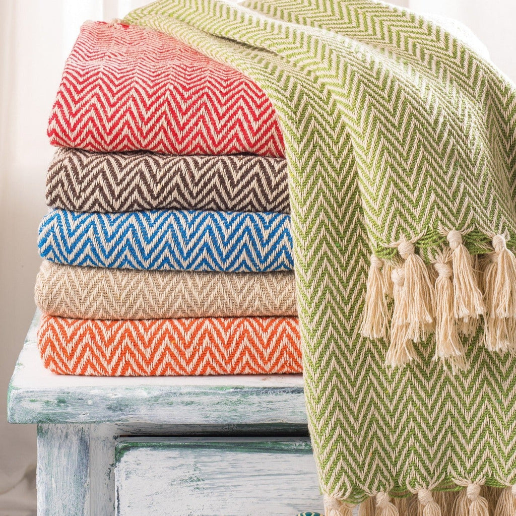 Chevron Pattern Cotton Throw - TH14TR - Uneeka