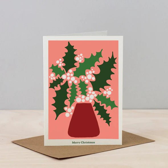 Christmas Holly Art Card - XBC2 - Uneeka