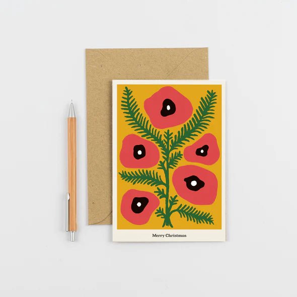 Christmas Poppies Art Card - XBC6 - Uneeka