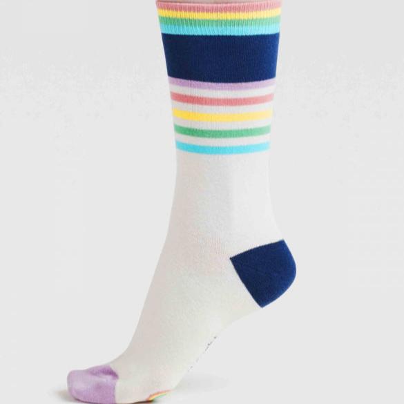 Clara Rainbow Stripe Organic Cotton Socks - SPW928 - Lavender Purple - Uneeka