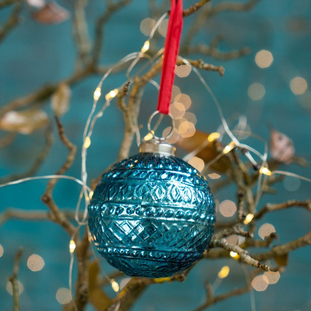 Coloured Recycled Glass Bauble - XM506 - BLUE - Uneeka