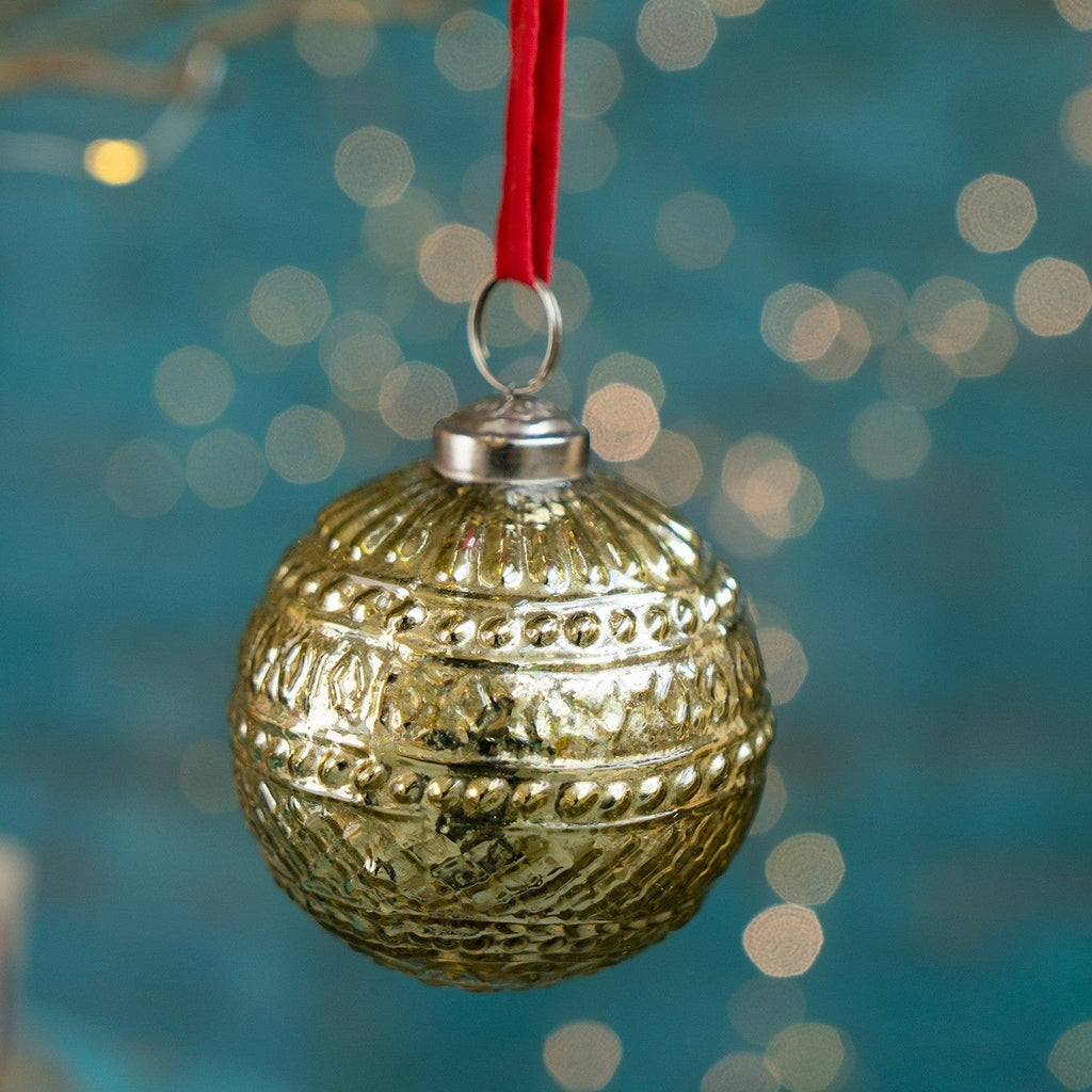 Coloured Recycled Glass Bauble - XM506 - GOLD - Uneeka