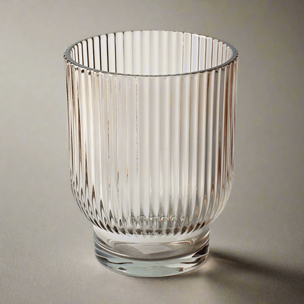 Coloured Ribbed Glass Tealight Holder - XCV01064 - STONE - Uneeka