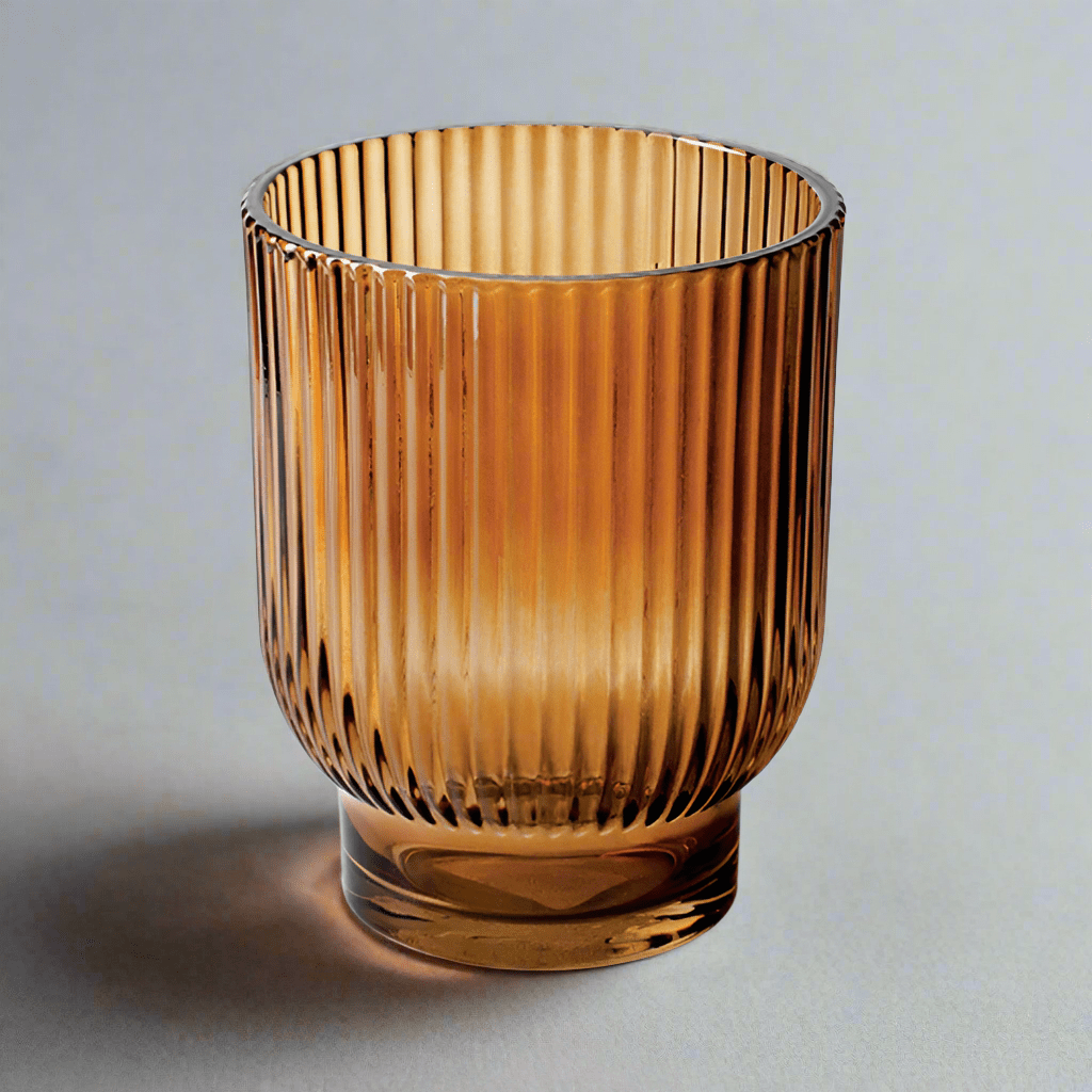 Coloured Ribbed Glass Tealight Holder - XCV01065 - CEDAR - Uneeka