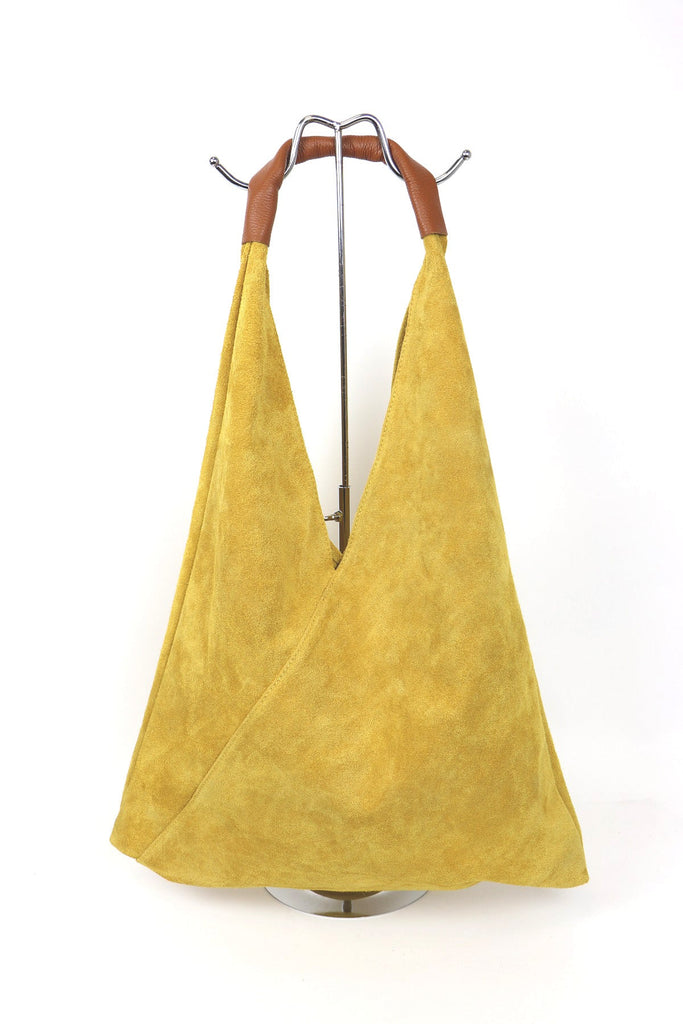 Coloured Suede Handbag - M589 - Mustard - Uneeka