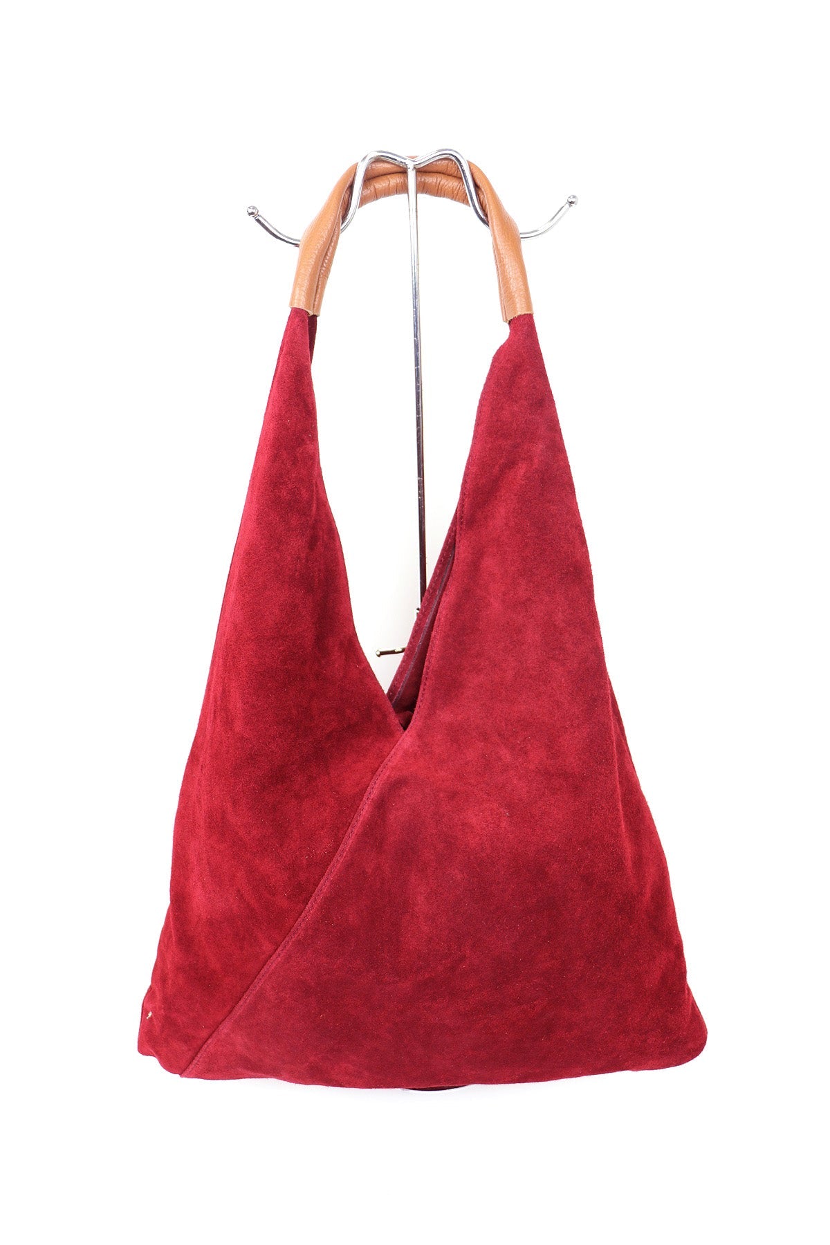 Coloured Suede Handbag - M589 - Berry - Uneeka