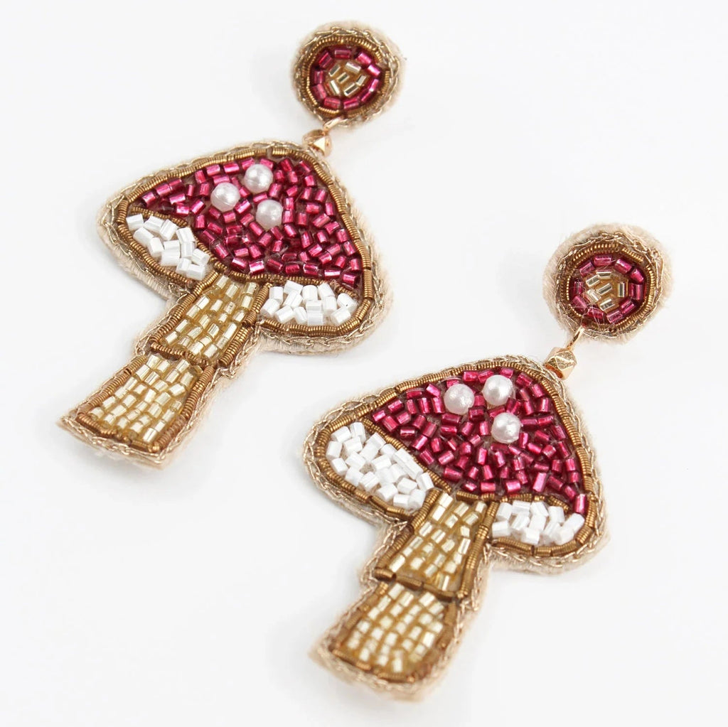 Colourful Beaded Mushroom Earrings - EAR1148 - Uneeka