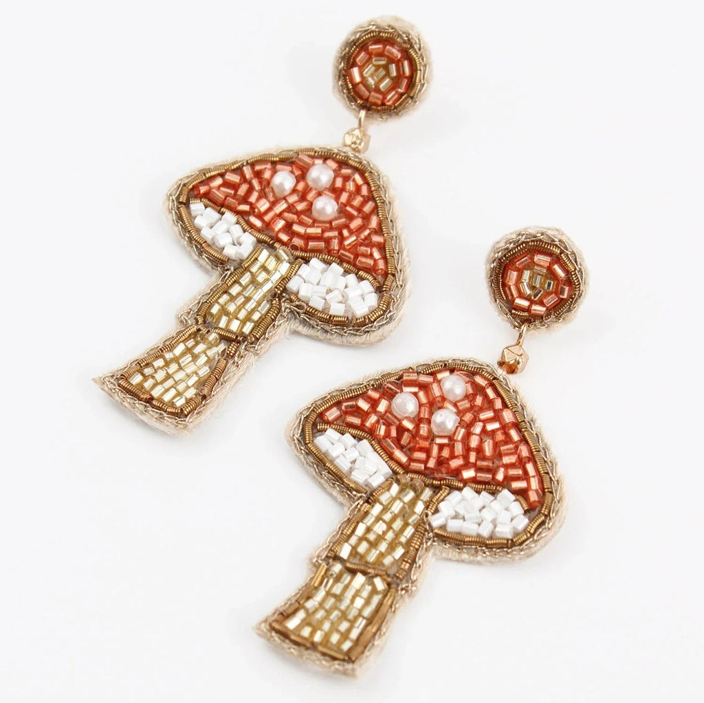 Colourful Beaded Mushroom Earrings - EAR1150 - Uneeka