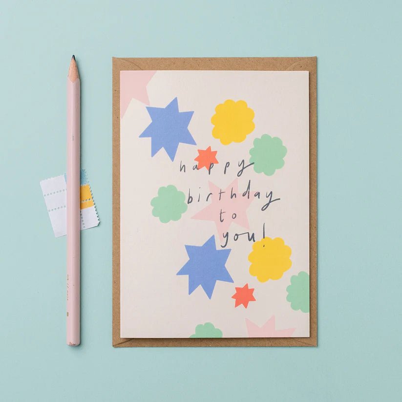 Colourful Birthday Shapes Happy Birthday Card - B08 Birthday Shapes - Uneeka