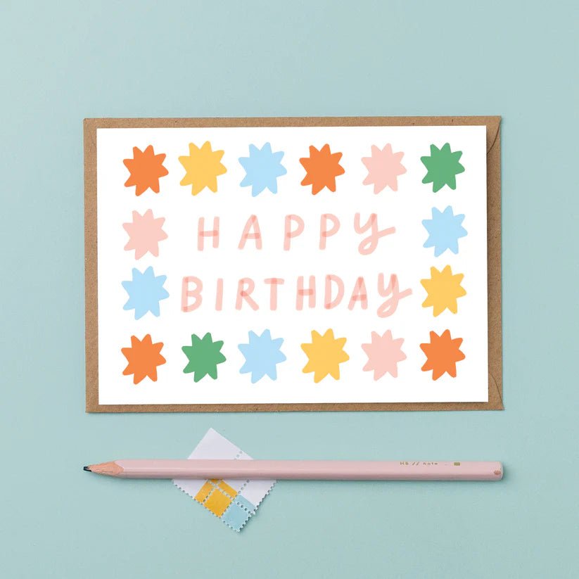 Colourful Birthday Stars Happy Birthday Card - B41 - Birthday Stars - Uneeka