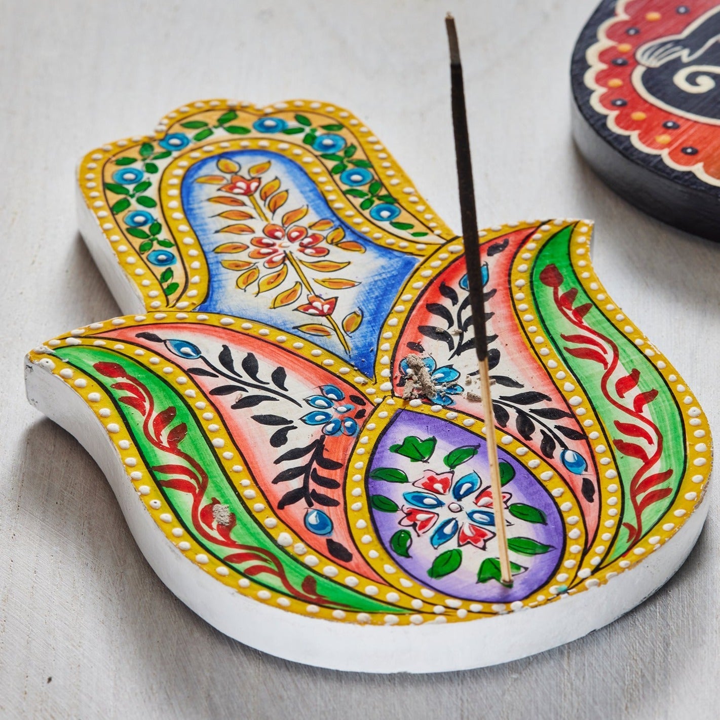 Colourful Hamsa Floral Incense Holder - IH3 - Uneeka