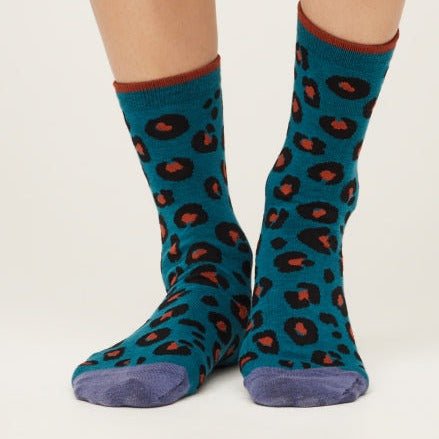 Colourful Leopard Print Socks - SPW731 - DARK NAVY - Uneeka