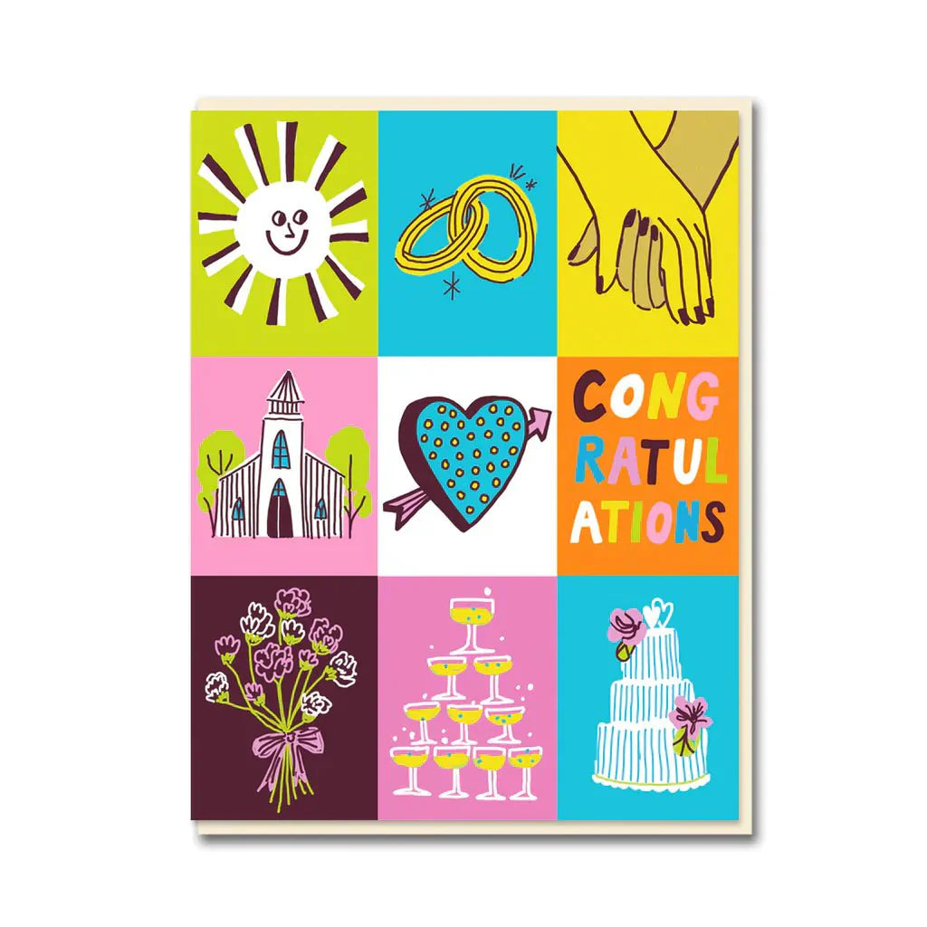 Congratulations Wedding Patchwork Greetings Card - 1702 - Uneeka