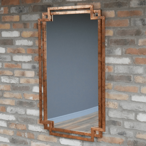 Copper Rectangular Art Deco Mirror - 6605 - Uneeka