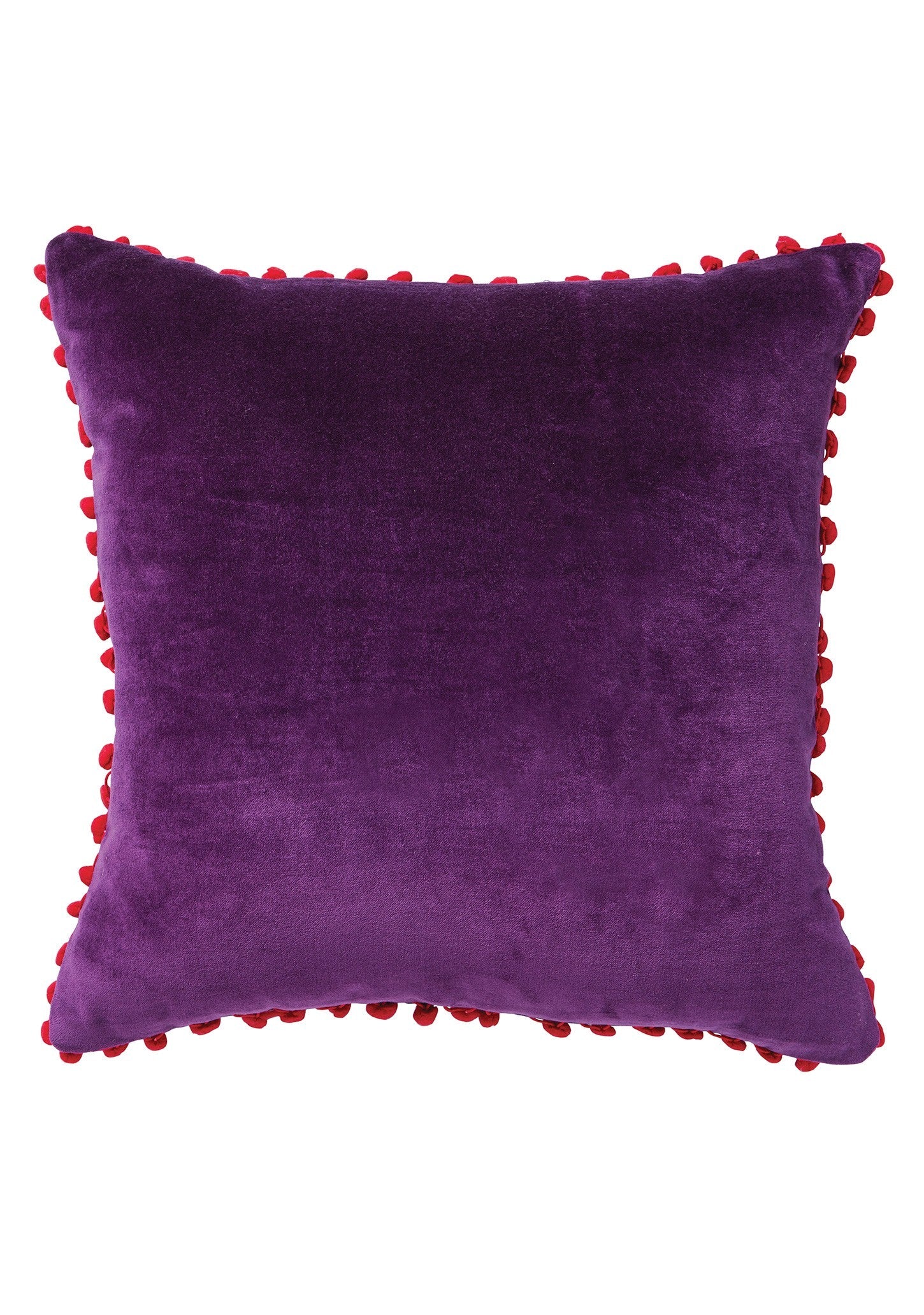 Cotton Velvet Cushion With Pom Poms - CC403 - PU - Uneeka