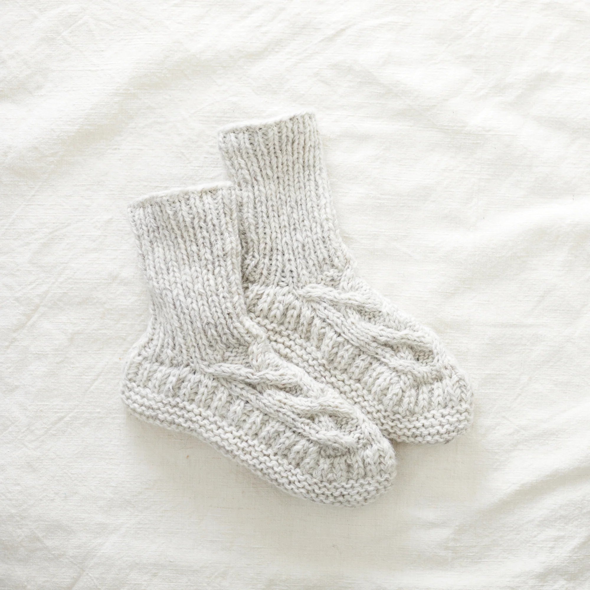 Cream Cable Knit Lined Wool Slipper Socks - 124CRM - S - Uneeka