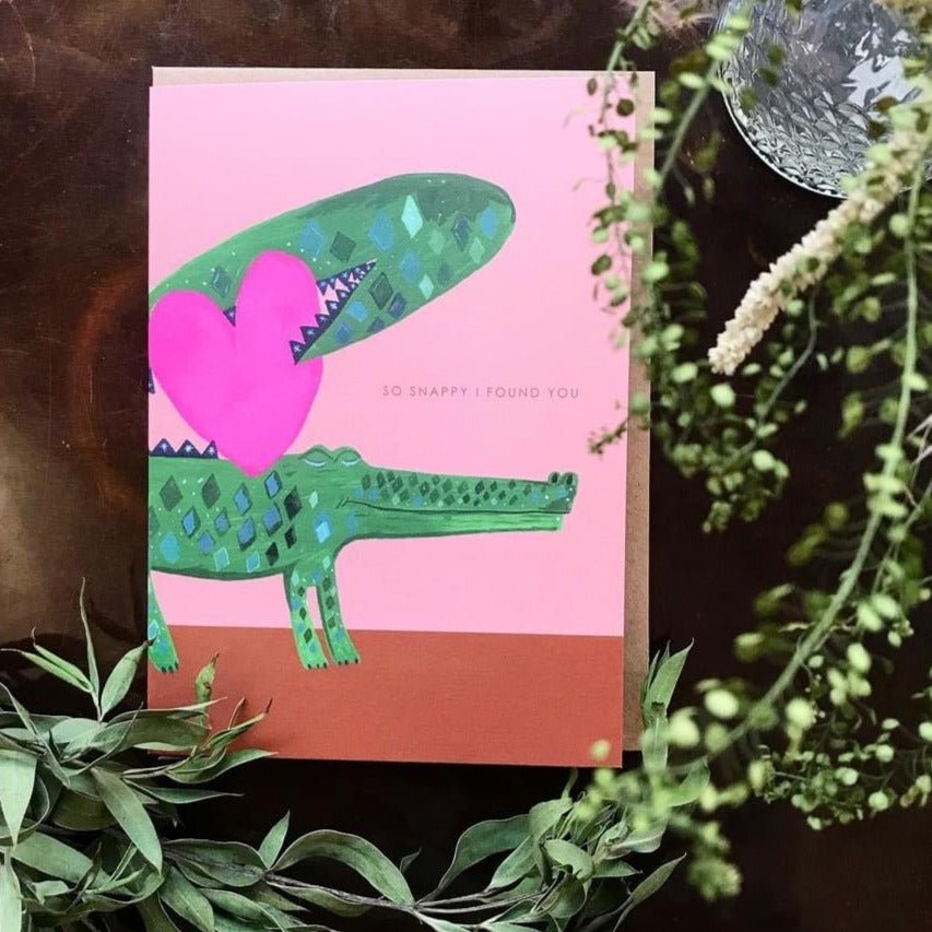 Croco with Heart Anniversary Greetings Card - HCWB311 - Uneeka