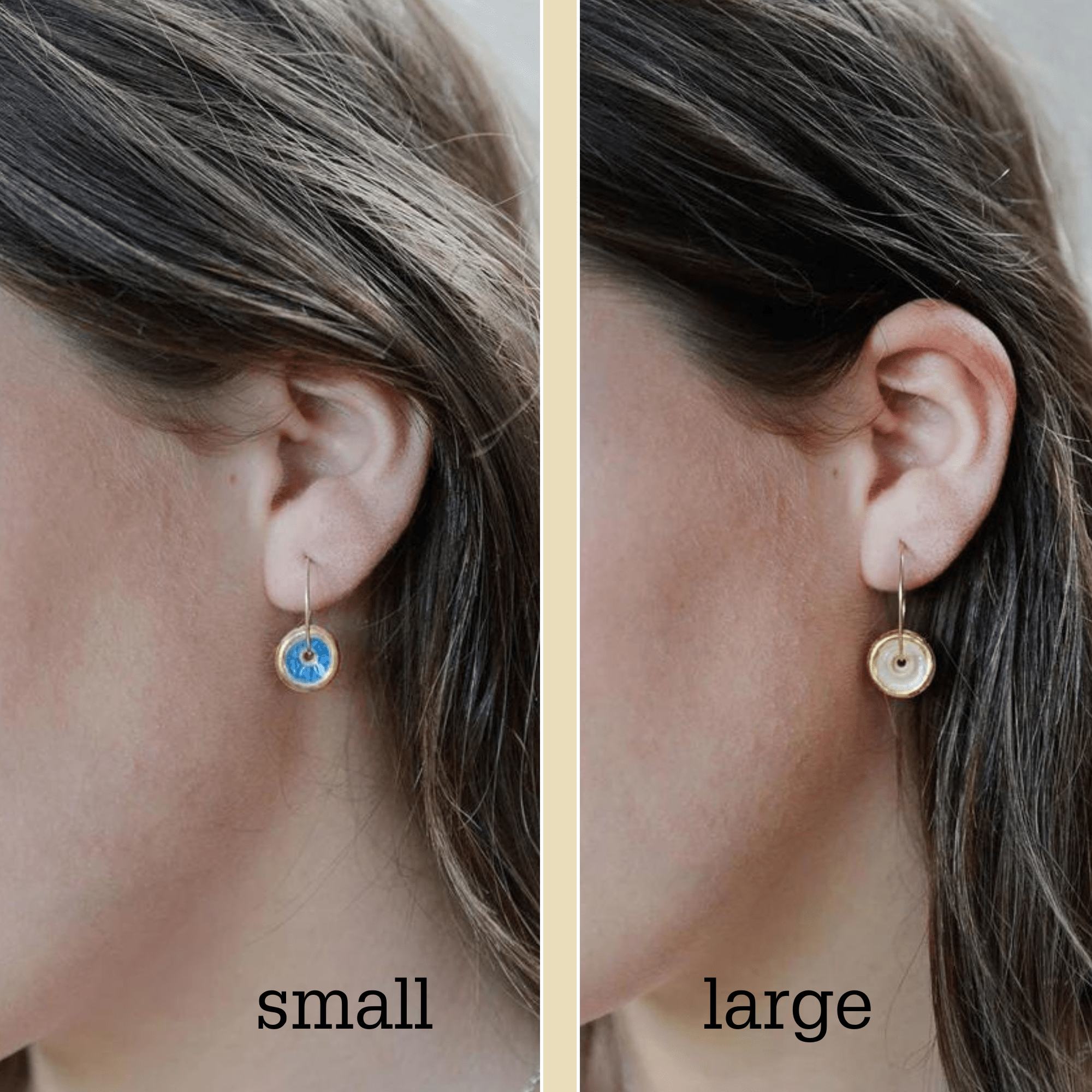 Crystal White Crackled Glass Hoop Gold Fill Earrings - 20GGP - CRYSTAL - Uneeka