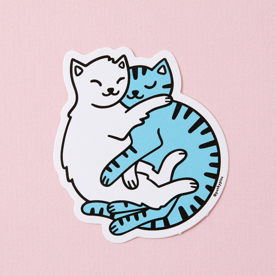 Cuddling Cats Soft Vinyl Sticker - ST - LAP - 142 - Uneeka