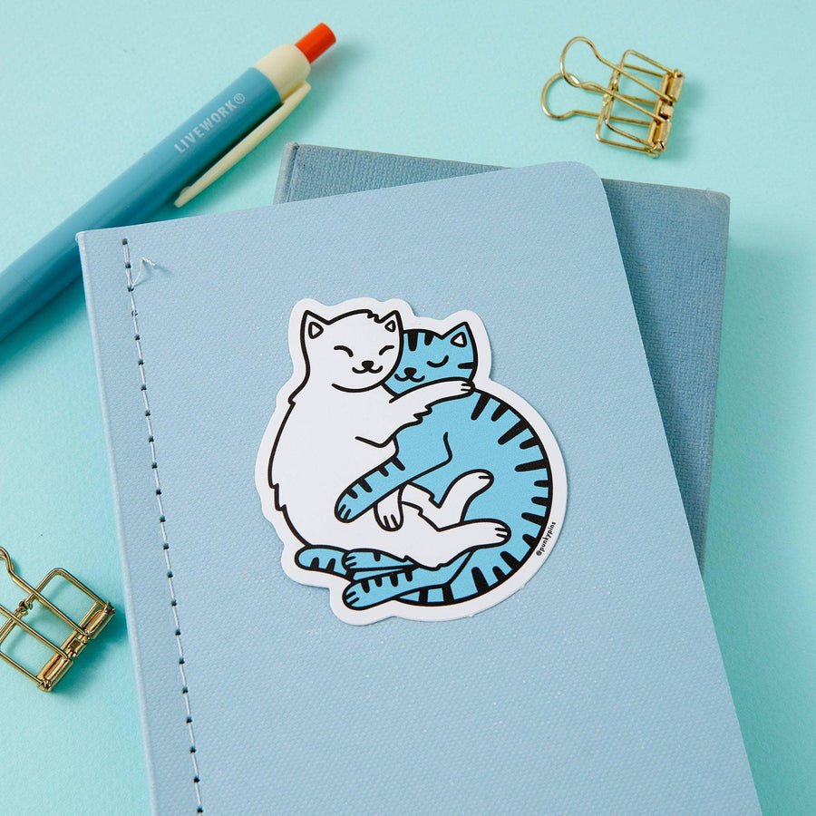 Cuddling Cats Soft Vinyl Sticker - ST - LAP - 142 - Uneeka