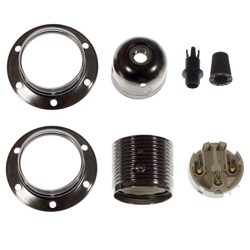 Cylindrical Double Ferrule Metal E27 Lamp Holder Kit - PL27MOTTFTERM - Uneeka