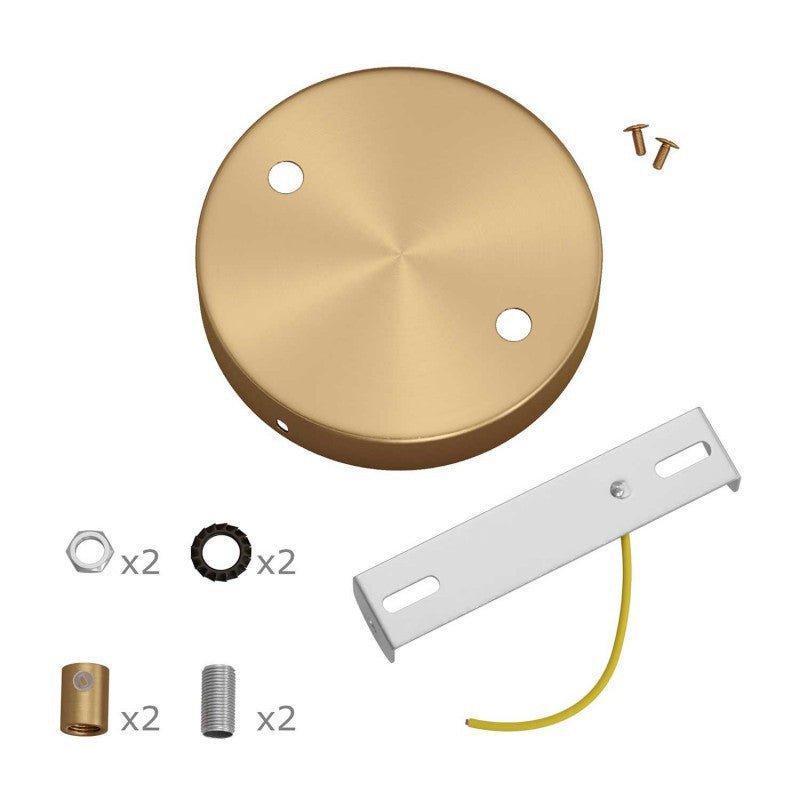 Cylindrical Metal Ceiling Rose Kit - Double Outlet - KRM572FVBOTERM - Uneeka