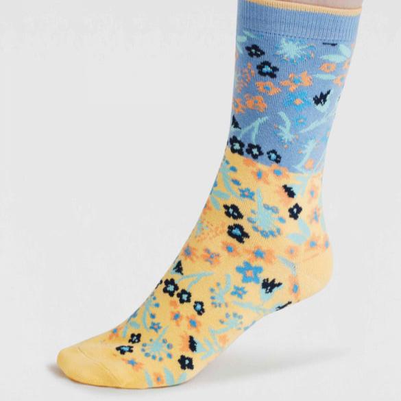 Daisy Ditsy Floral Organic Cotton Socks - SSW040 - Blue - Uneeka