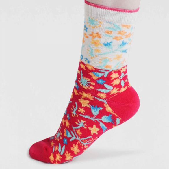 Daisy Ditsy Floral Organic Cotton Socks - SSW040 - White - Uneeka