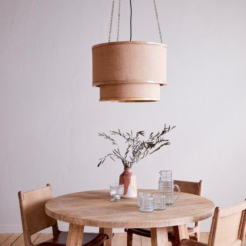 Darat Mango Wood & Natural Jute Pendant Lamp - DP3701 - Uneeka