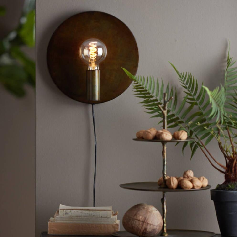 Dark Antique Gold Disc Shape Wall Light - 3114585 - Uneeka