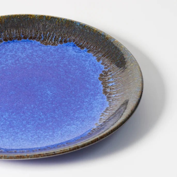 Dark Blue Glazed Stoneware Dinner Plate - 124801 - Uneeka