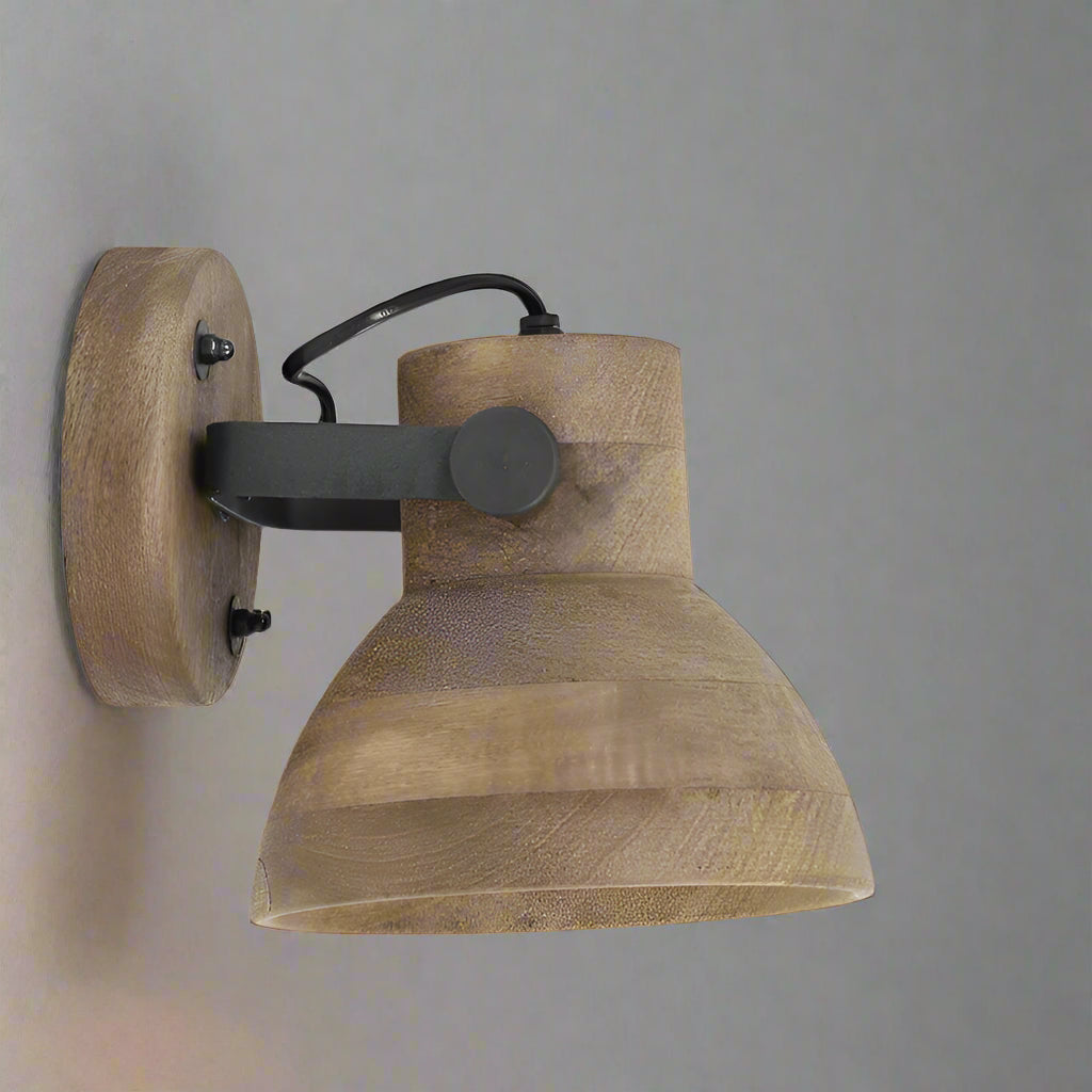 Dark Brown Wooden Wall Lamp - 3121284 - Uneeka