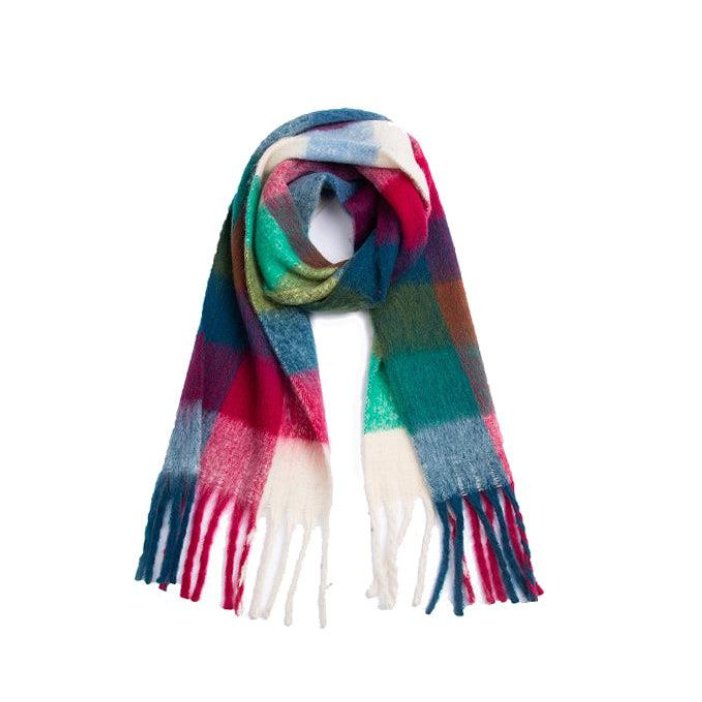 Dark Green & Pink Multi Check Scarf - SK5651C99 bethany dark pink - Uneeka