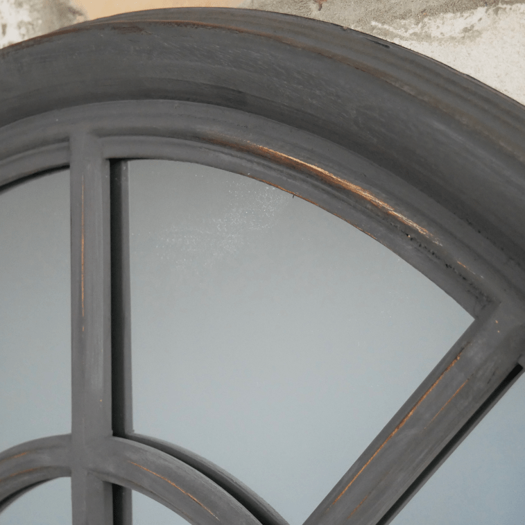 Dark Grey Arched Window Wall Mirror* - 6960 - Uneeka