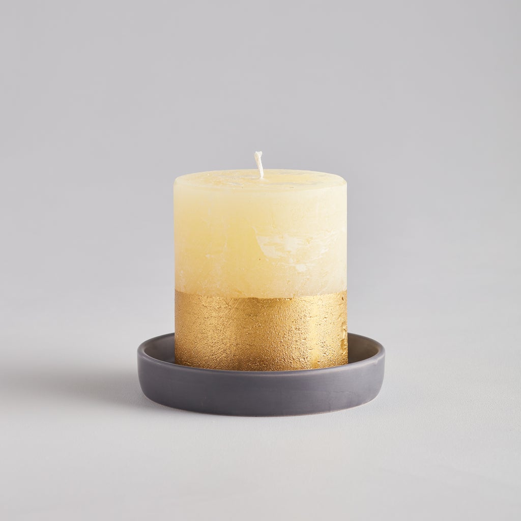 Dark Grey Ceramic Candle Plate - F01022 - Uneeka