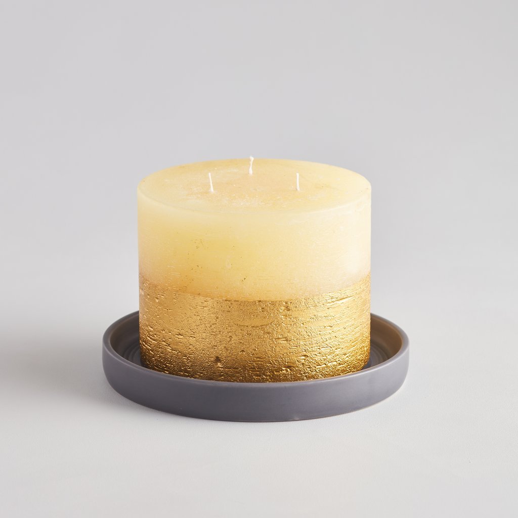 Dark Grey Ceramic Candle Plate - F01022 - Uneeka